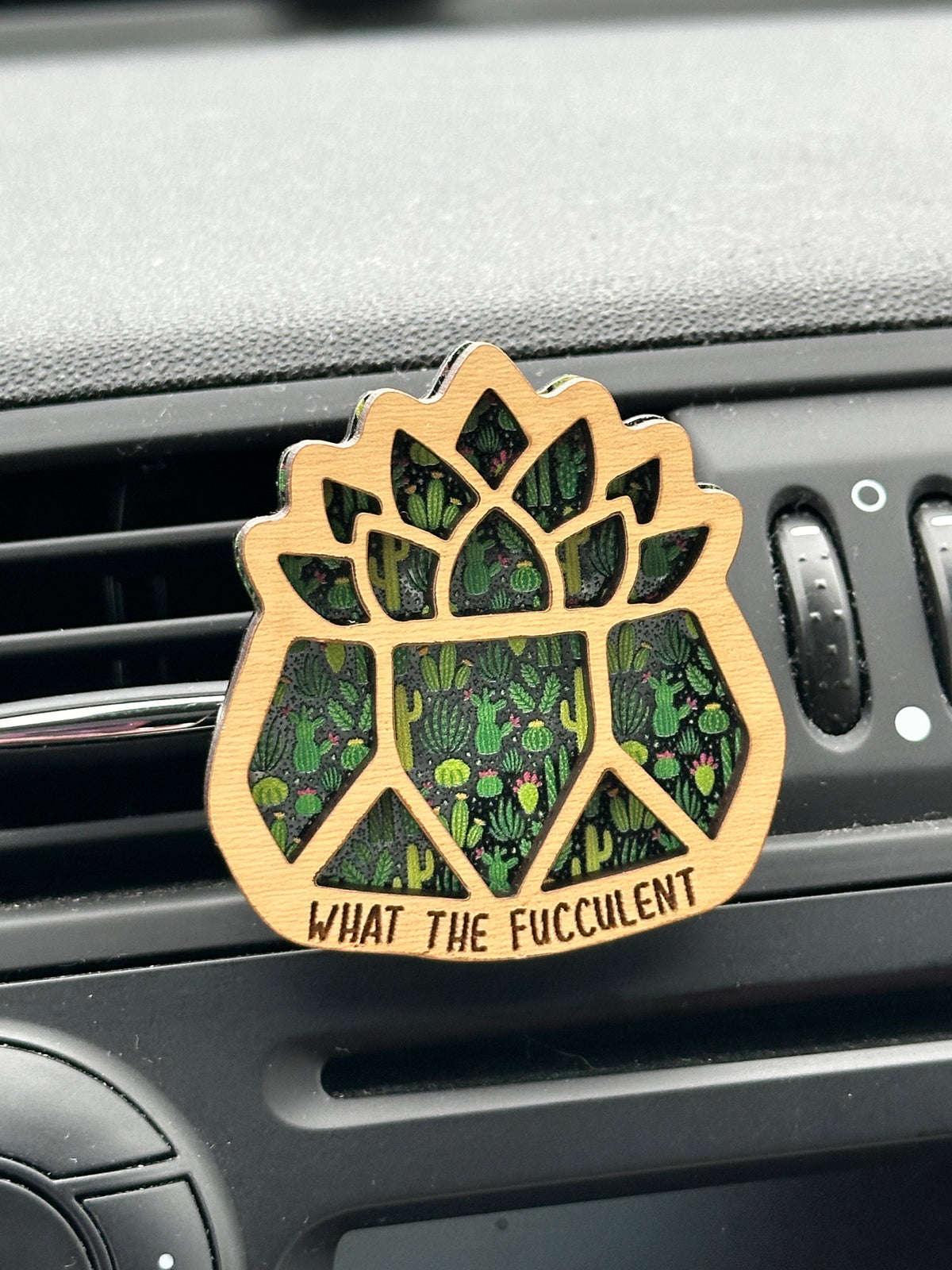 Car Air Freshener Essential Oil Diffuser 'What The Fucculent' Sassy Succulent Great Gift For Plant Lovers