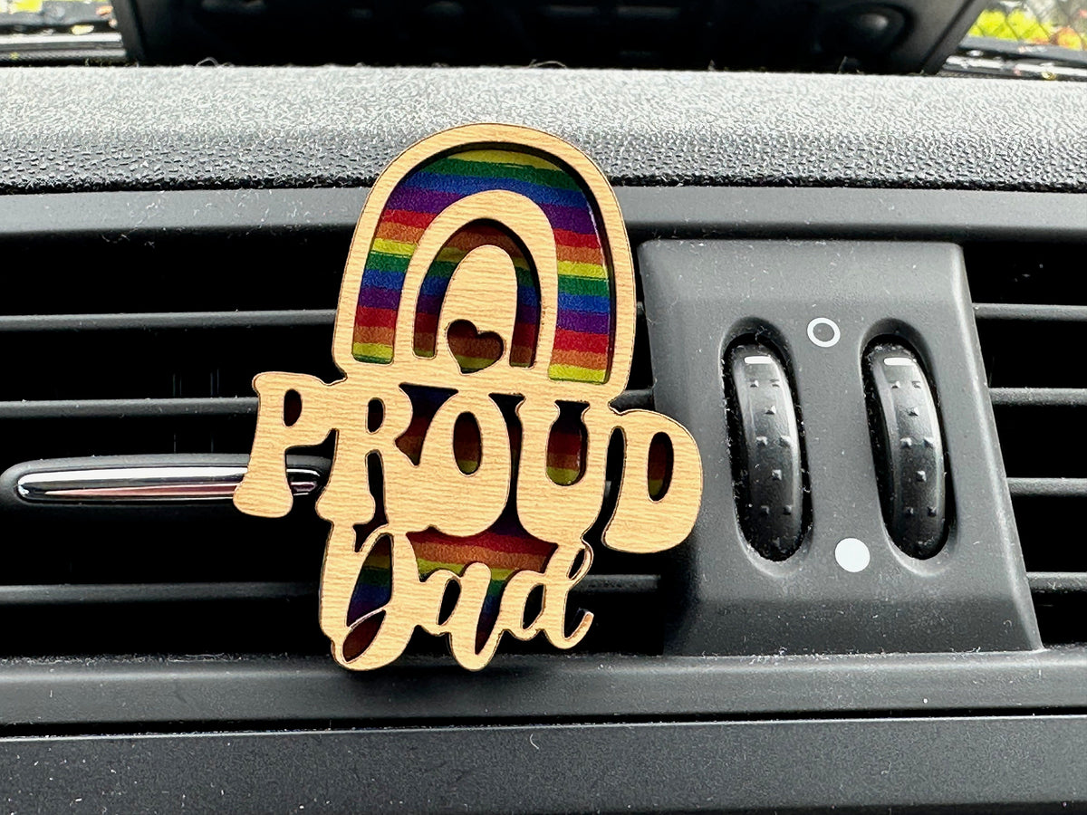 Proud Dad Rainbow Car Vent Air Freshener Essential Oil Diffuser Gift For Gay Pride