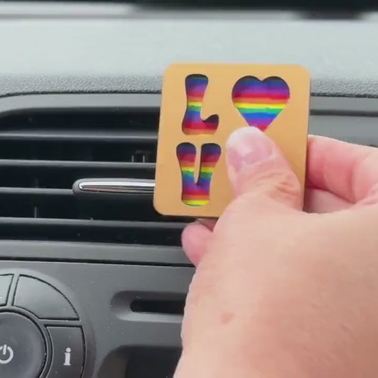 Essential Oil Car Air Freshener LGBTQ+ Peace Heart Rainbow Car Vent Essential Oil Diffuser Car Accessory Gift Car Vent Clip Inclusive Gift