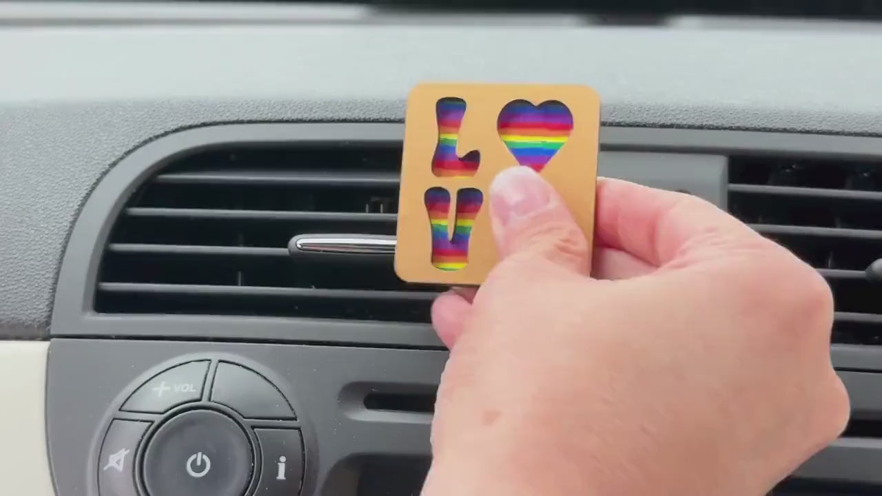 Essential Oil Car Air Freshener LGBTQ+ Peace Heart Rainbow Car Vent Essential Oil Diffuser Car Accessory Gift Car Vent Clip Inclusive Gift